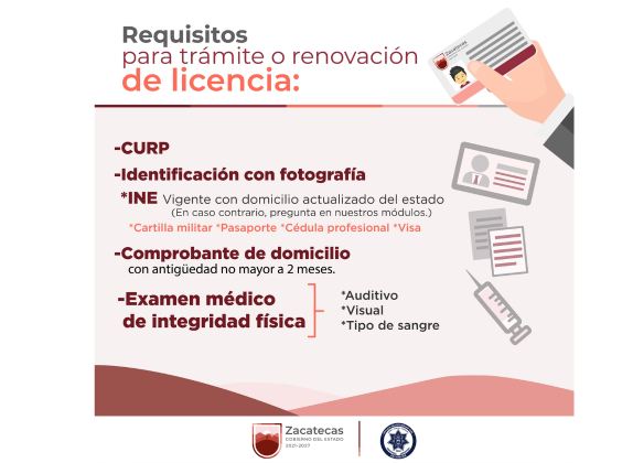 requisitos para licencia de conducir zacatecas